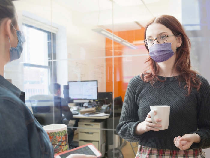 employees wearing masks