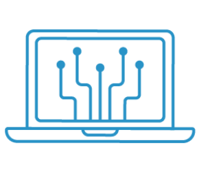 Laptop icon with data points